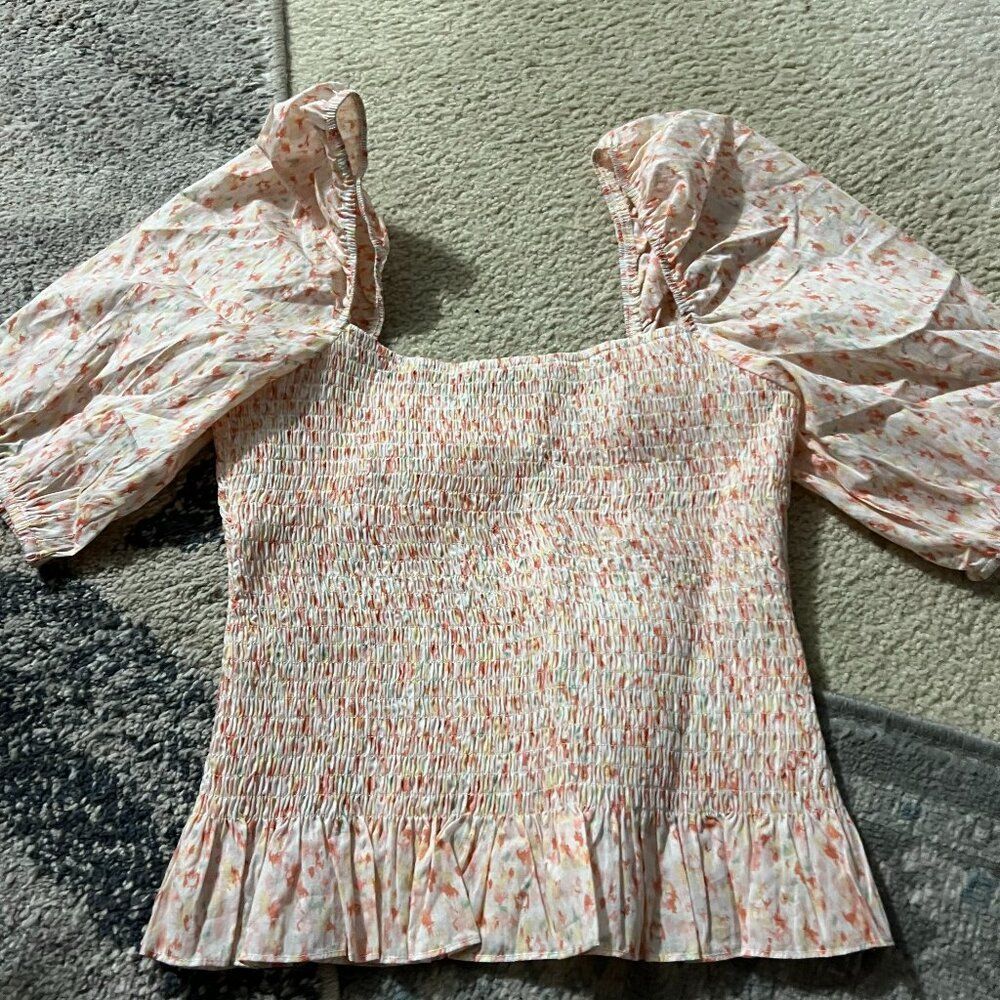 NWT Heartloom Allegra Smocked Floral Short Sleeve Top